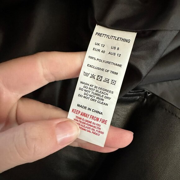 pretty little thing black tall faux leather drop shoulder button down trench 8 - Picture 8 of 10